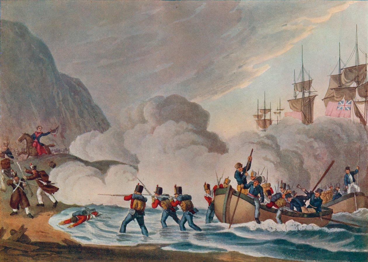 Maihinnousujoukot vihollisen edessä, c1820 1909 tekijältä Matthew Dubourg