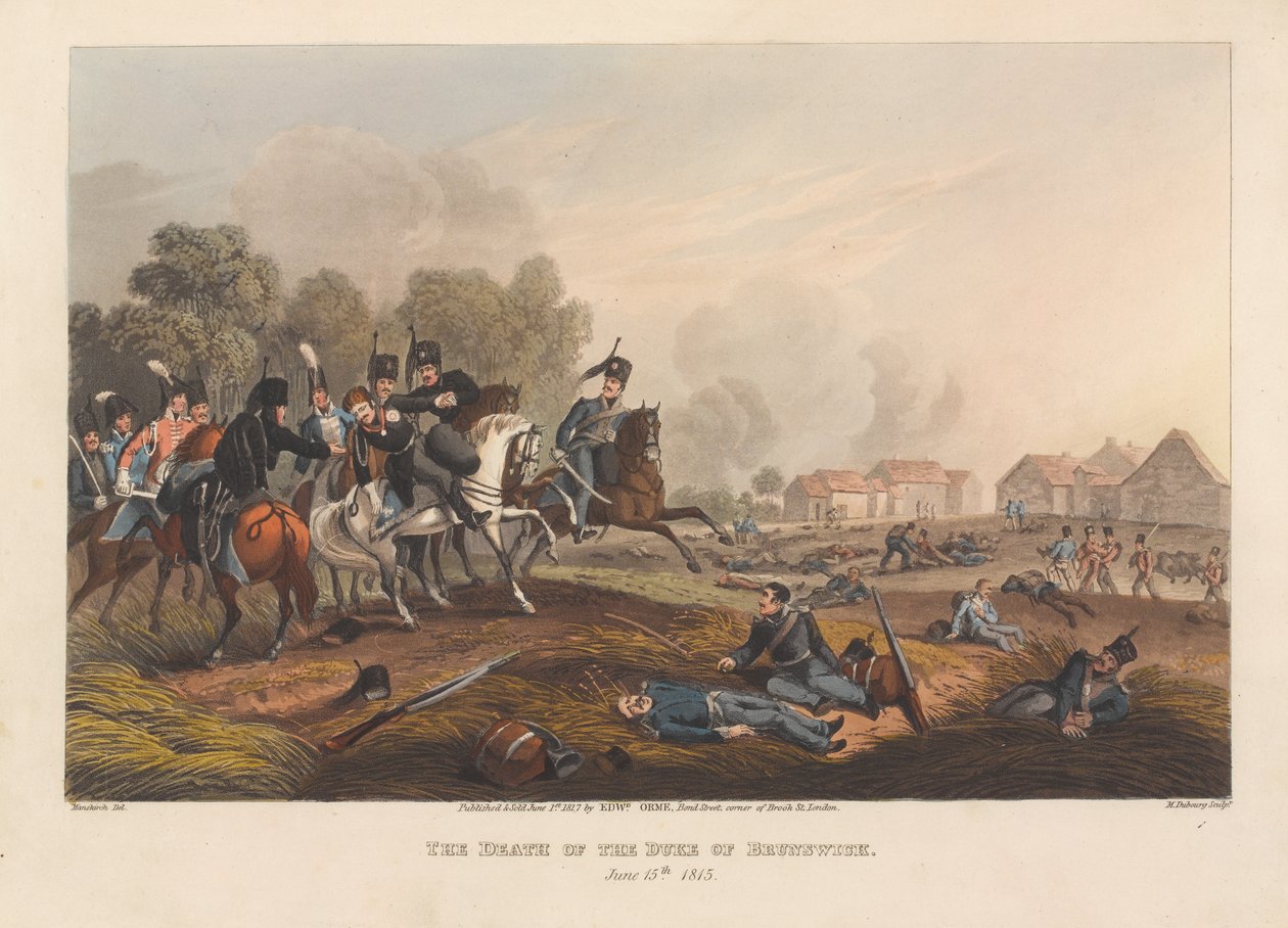 Brunswickin herttuan kuolema, 15. kesäkuuta 1815. (painettu) tekijältä Matthew Dubourg