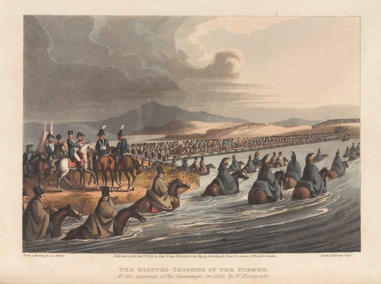 Niemenin ylitys kampanjan avajaisissa 1812 (tulostus) tekijältä Matthew Dubourg