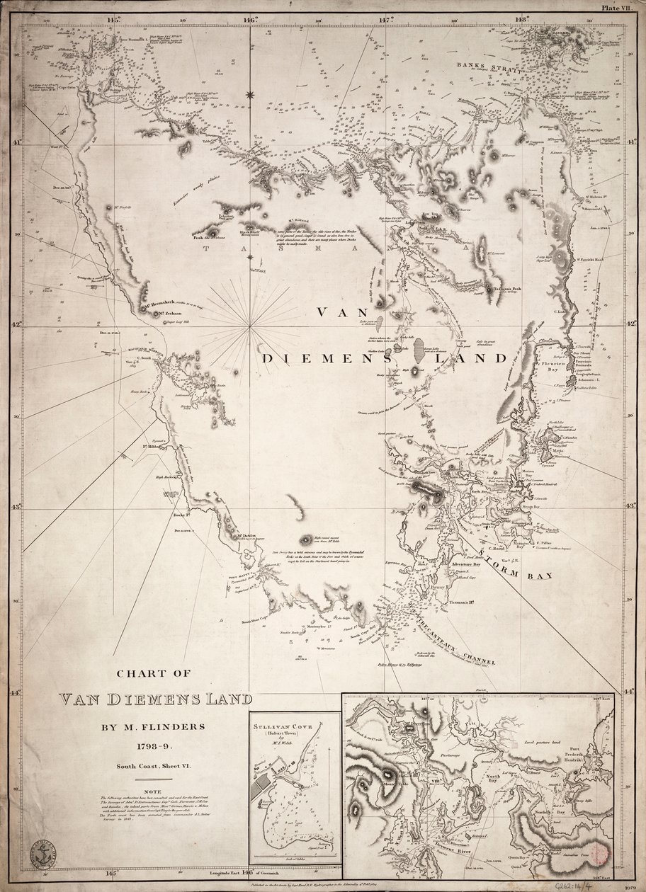 Van Diemensin maan kartta, lehti VI tekijältä Matthew Flinders