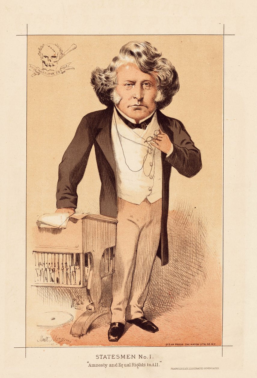Stateman No 1, Amnesty ja yhtäläiset oikeudet kaikille, pub. 1871 (väri litho) tekijältä Matthew