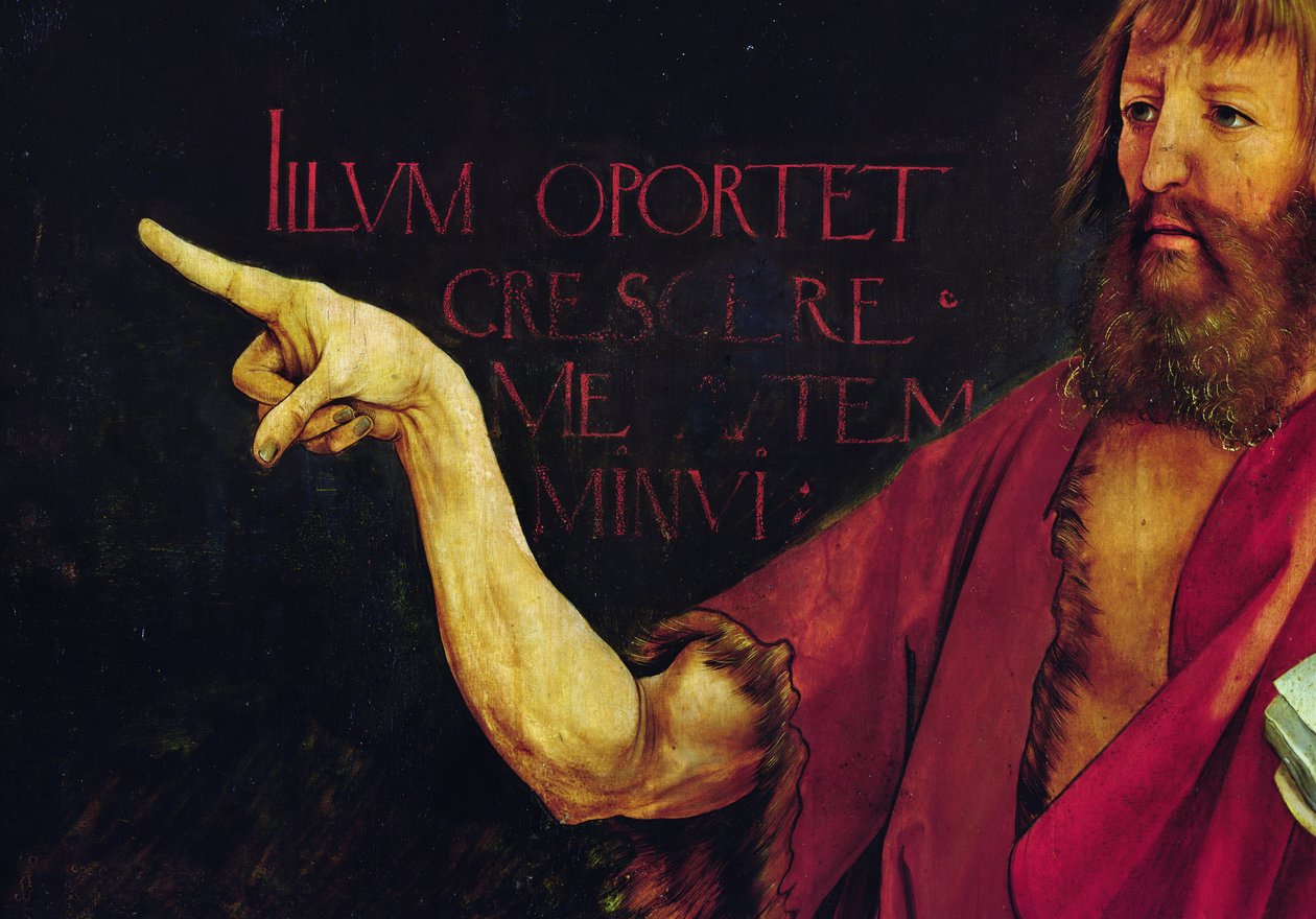 Yksityiskohta Johannes Kastajan käsivarresta Isenheimin alttaritaulusta. Alttaritaulu kiinni. c.1512-16, öljy paneelissa tekijältä Matthias Grünewald