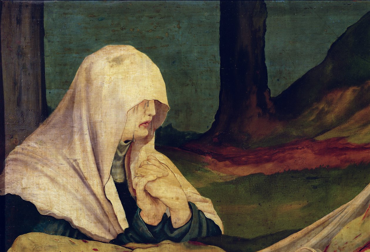 Neitsyt hautaan haudattaessa Isenheimin alttaritaulusta, noin 1512-16. tekijältä Matthias Grünewald