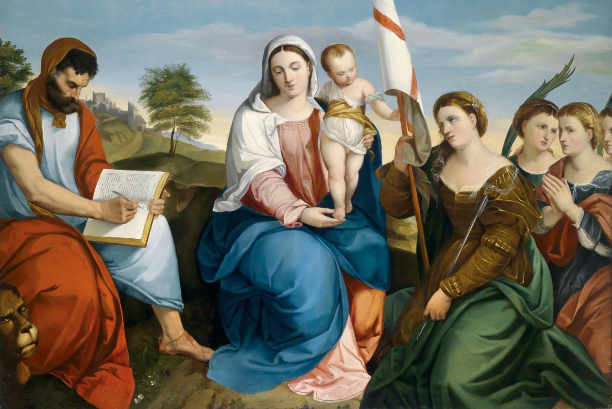 Madonna mit Kind und dem Heiligen Markus Evangelista, sowie Ursula mit Jungfrauen tekijältä Matthias Ranftl