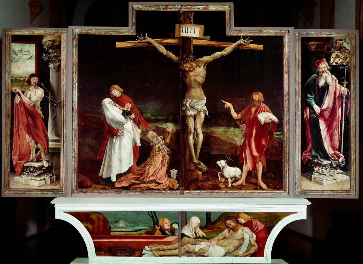 Isenheimin alttaritaulu, noin 1512-15 (öljy paneelille). tekijältä Matthias (c.1480 1528) Grunewald
