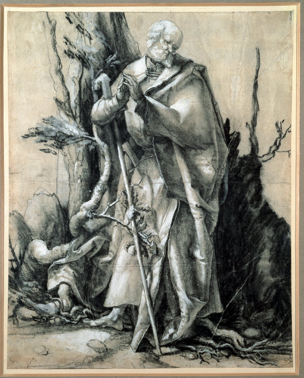 Pyhimys puussa Study (mustepiirustus tekijältä Matthias (c.1480 1528) Grunewald