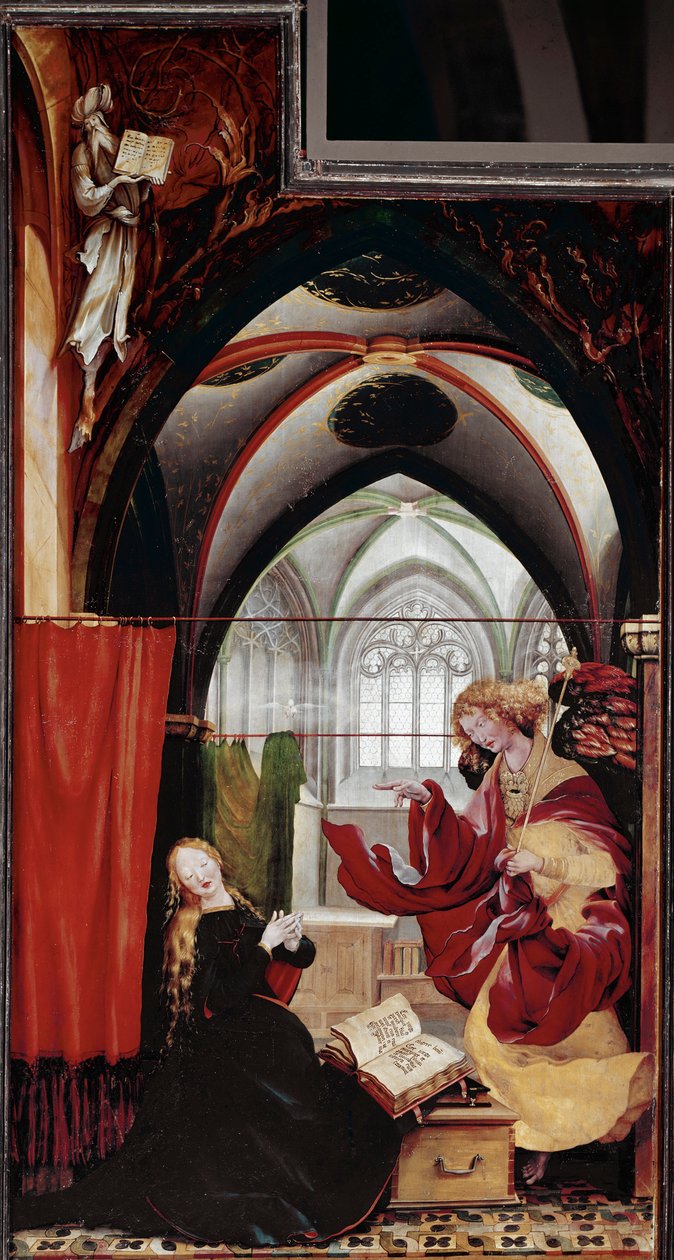 Ilmoitus, Issenheimin alttaritaulu (öljy paneelille tekijältä Matthias (c.1480 1528) Grunewald