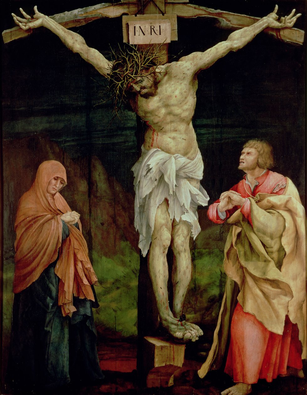 The Crucifixion, n. 1525 (öljy paneelissa) tekijältä Matthias (c.1480 1528) Grunewald