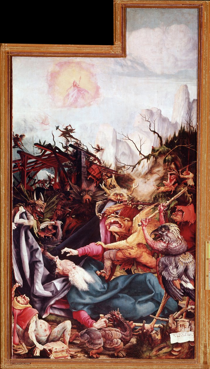 Pyhän Antonius Suuren kiusaus, Issenheimin alttaritaulu (öljy paneelissa tekijältä Matthias (c.1480 1528) Grunewald