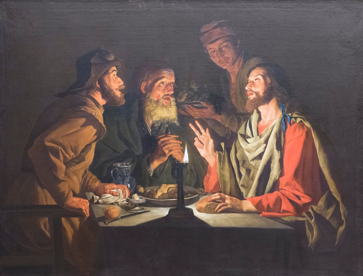 Illallinen Emmauksessa tekijältä Matthias (c.1600 p.1650) Stomer