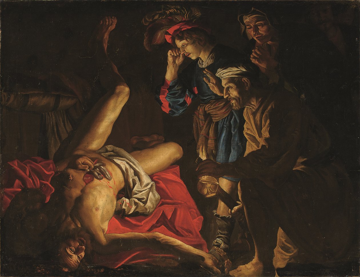 Caton kuolema (öljy kankaalle) tekijältä Matthias (c.1600 p.1650) (studio of) Stomer