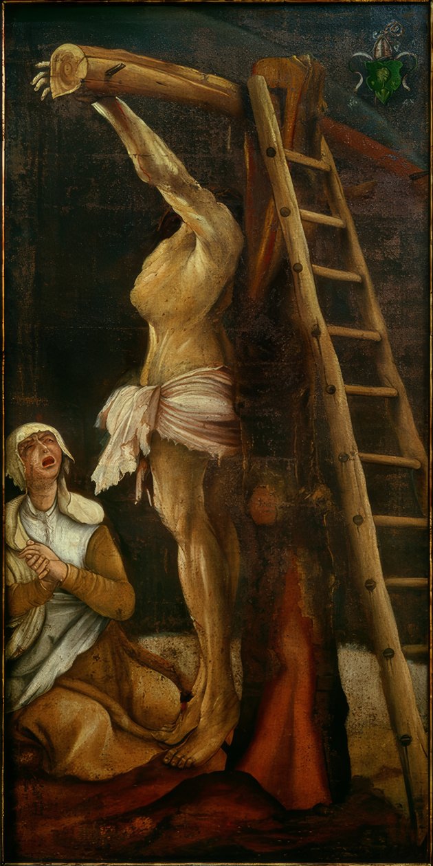 Kristus ristillä surullisen Maria Magdaleenan kanssa tekijältä Matthias Grünewald