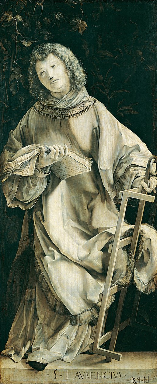 Heller-alttarin paneeli, joka kuvaa St. Laurencea tekijältä Matthias Grünewald