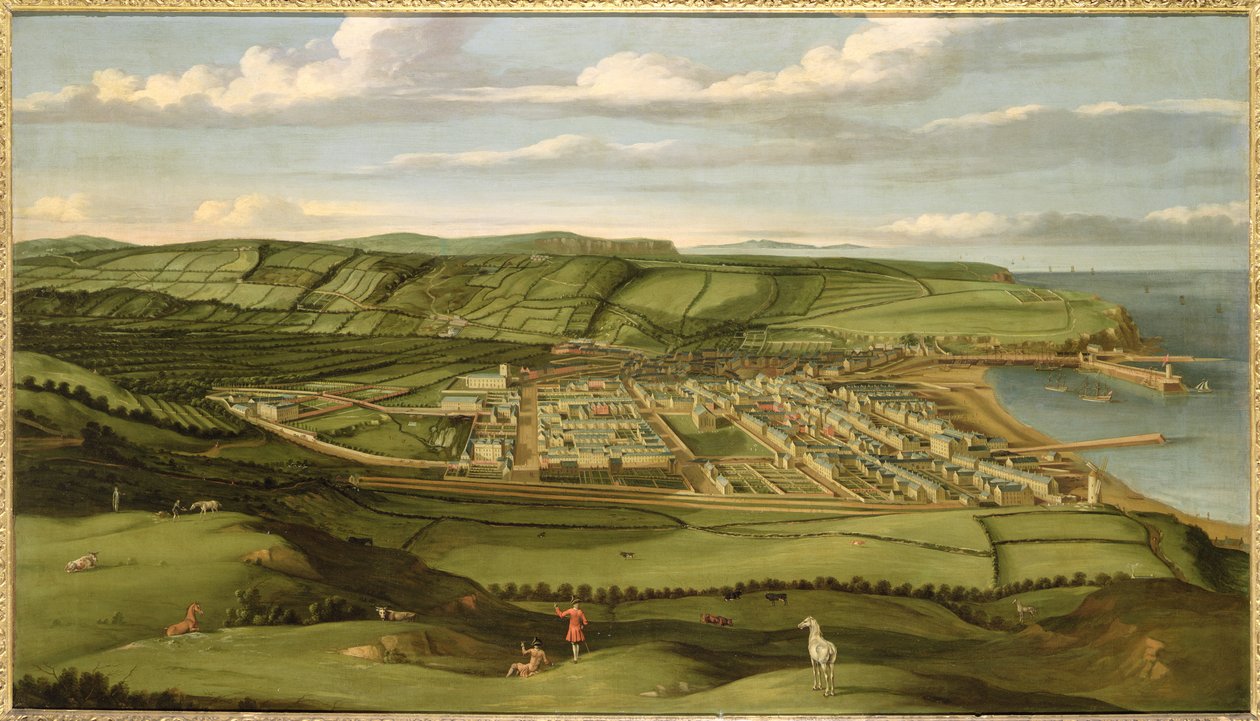 Whitehaven, Cumbria, esillä Flatt Hall, n. 1730-35 (öljy kankaalle) tekijältä Matthias Read