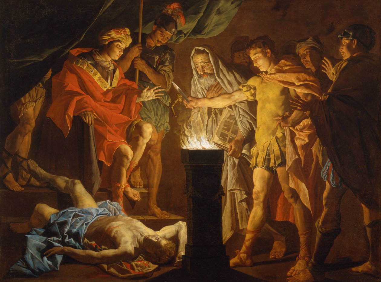 Mucius Scaevola Lars Porsennan läsnä ollessa tekijältä Matthias Stom