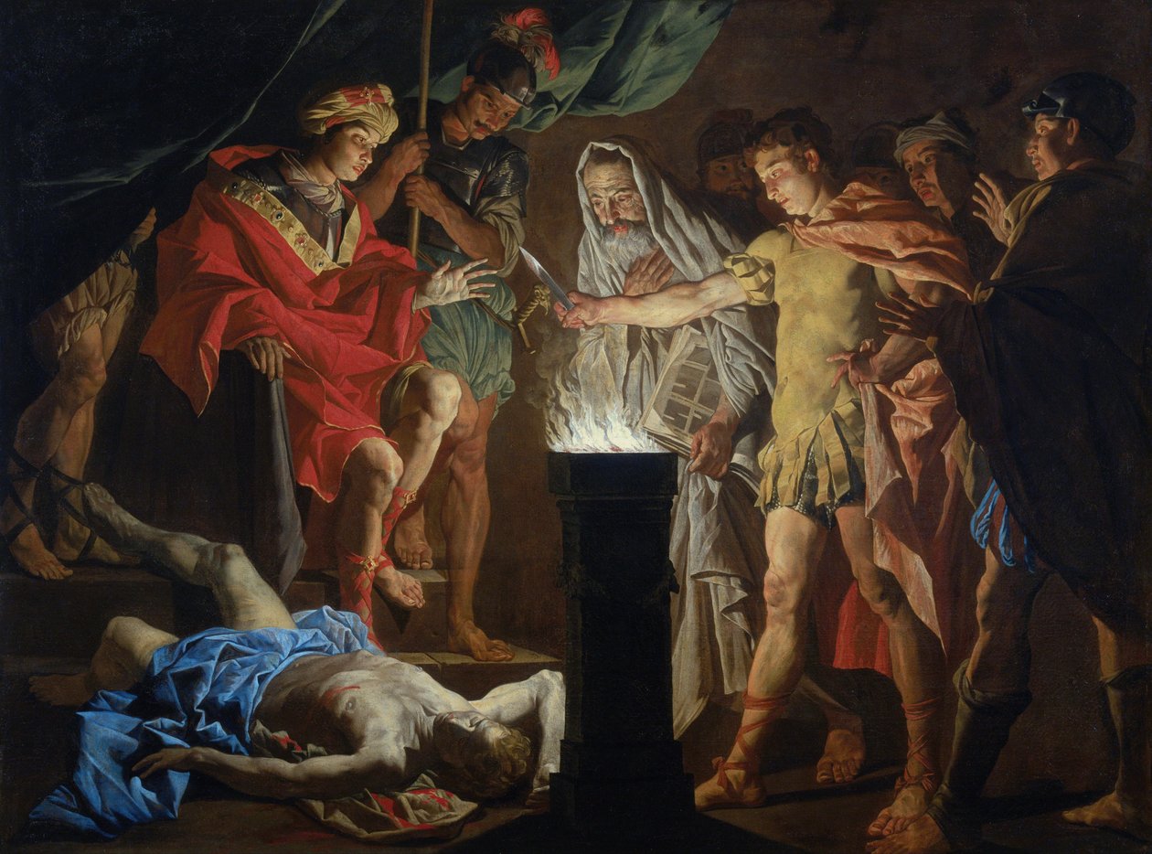 Mucius Scaevola Lars Porsennan läsnä ollessa tekijältä Matthias Stom