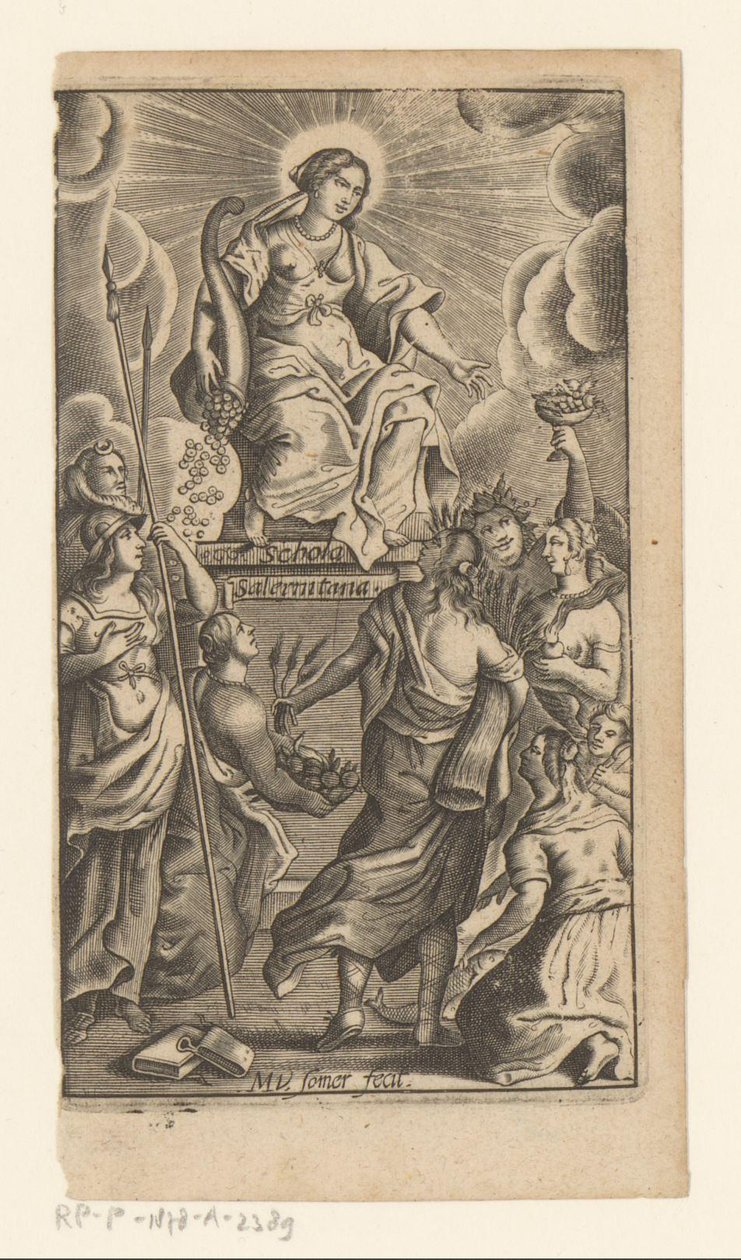 Anteliaisuuden henkilöitymä (Liberalitas) Nimisivu: Johannes de Mediolano, Schola Salernitana, 1649 tekijältä Matthias van Sommer