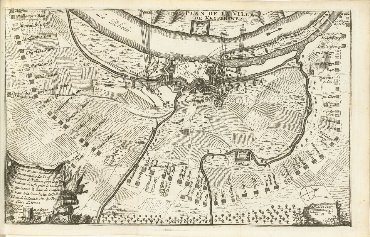 Keizersweerdin piiritys, 1702 Plan de la Ville de Keyserswert (otsikko esineessä) tekijältä Matthijs Pool (possibly)