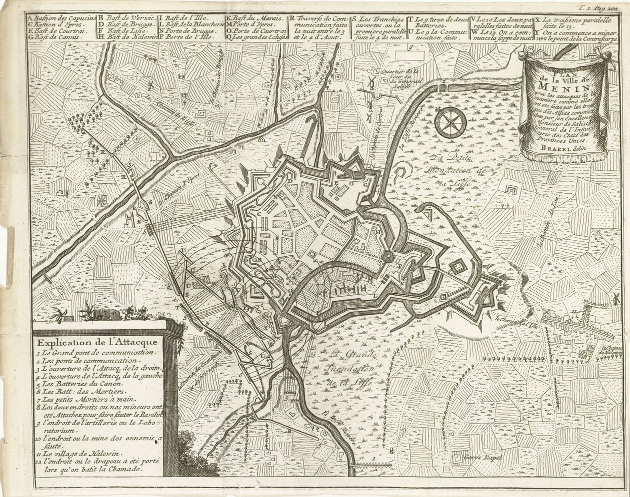 Meninin piiritys, 1706 Plan de la Ville de Menin (...) (otsikko esineessä) tekijältä Matthijs Pool (possibly)