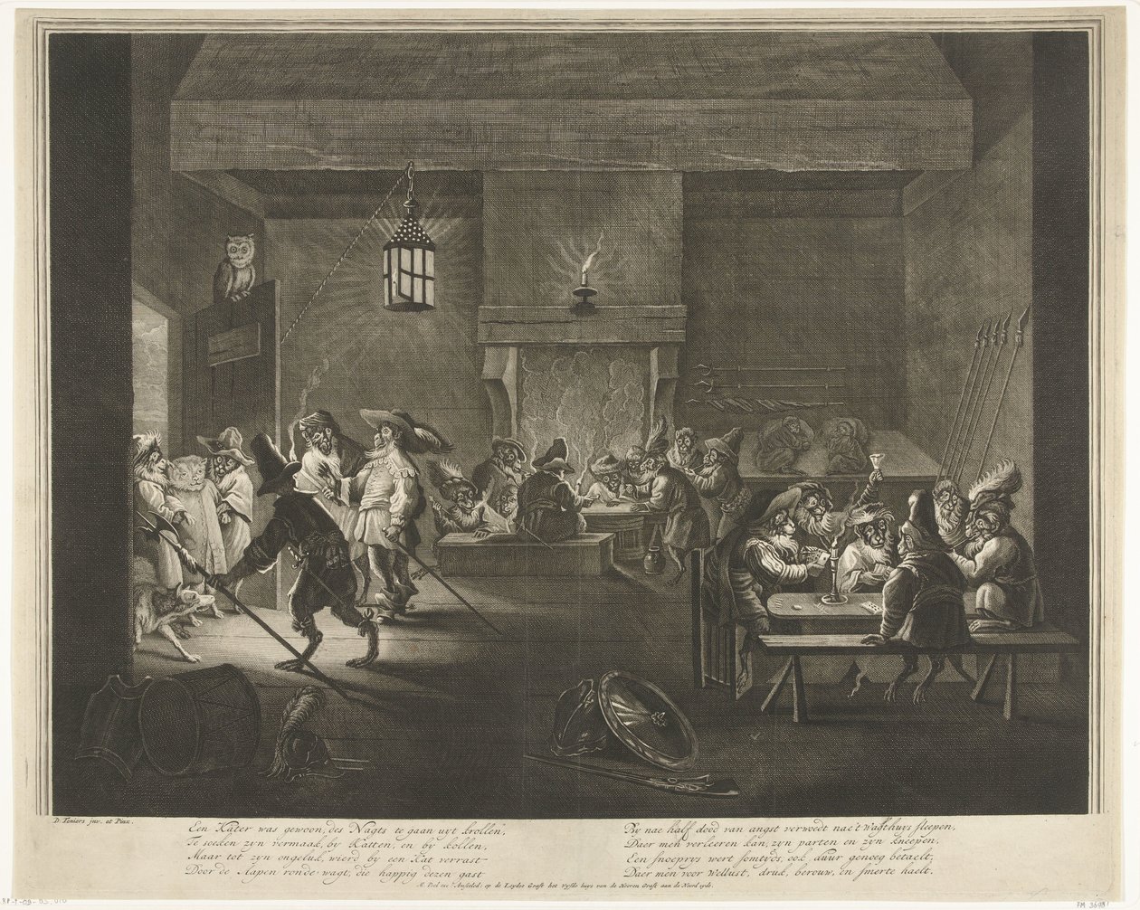 Vartiohuone apinoiden kanssa, n. 1720 tekijältä Matthijs Pool
