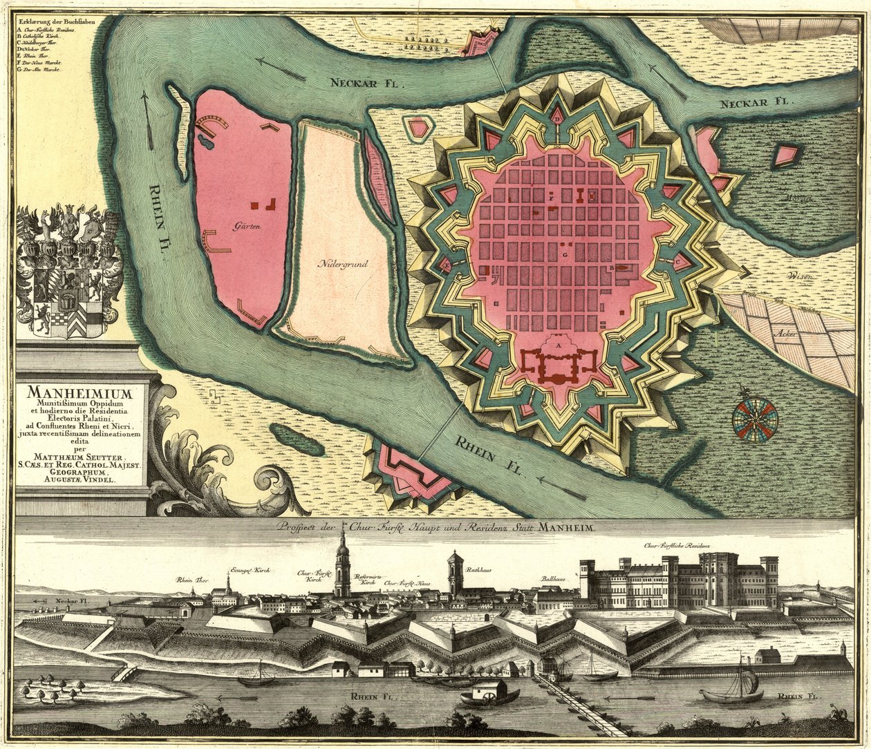 Prospect der Churfürst. Haupt und Residenz Statt Mannheim tekijältä Georg Matthäus Seutter