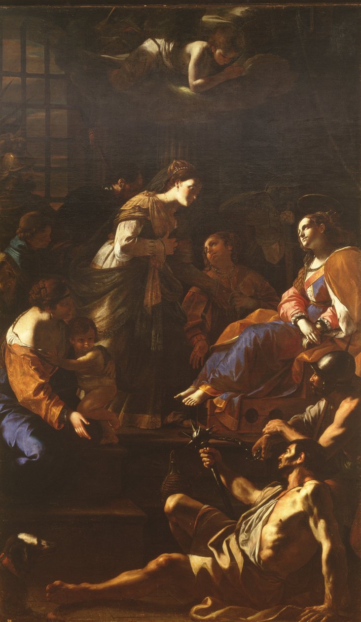 Rooman keisarinna Faustina vierailee Pyhän Katariinan luona vankilassa, n. 1640-43 tekijältä Mattia Preti