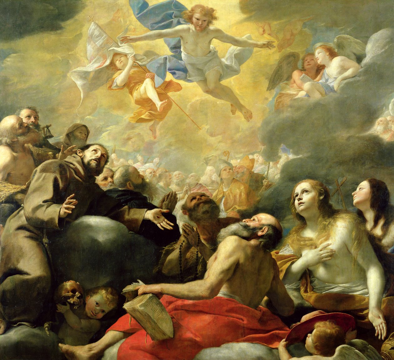 Kristus kirkkaudessa pyhien kanssa, noin 1660. tekijältä Mattia Preti