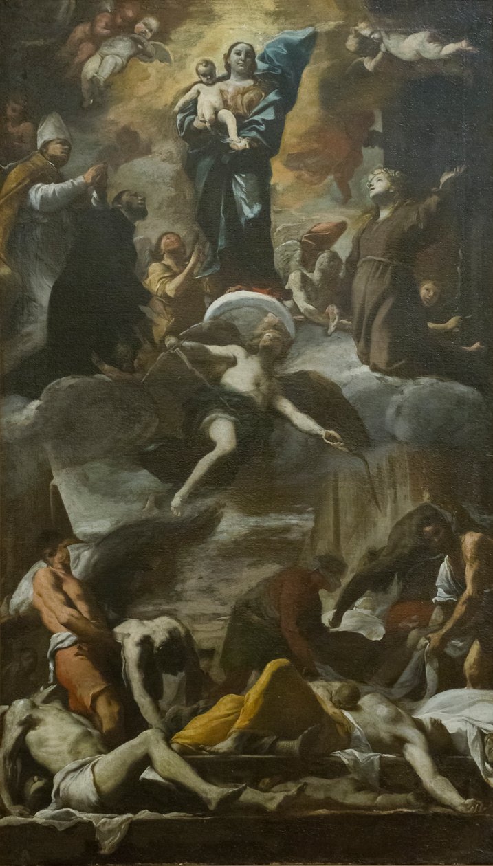 Luonnos vuoden 1656 ruton votiivifreskosta tekijältä Mattia (1613 99) Preti