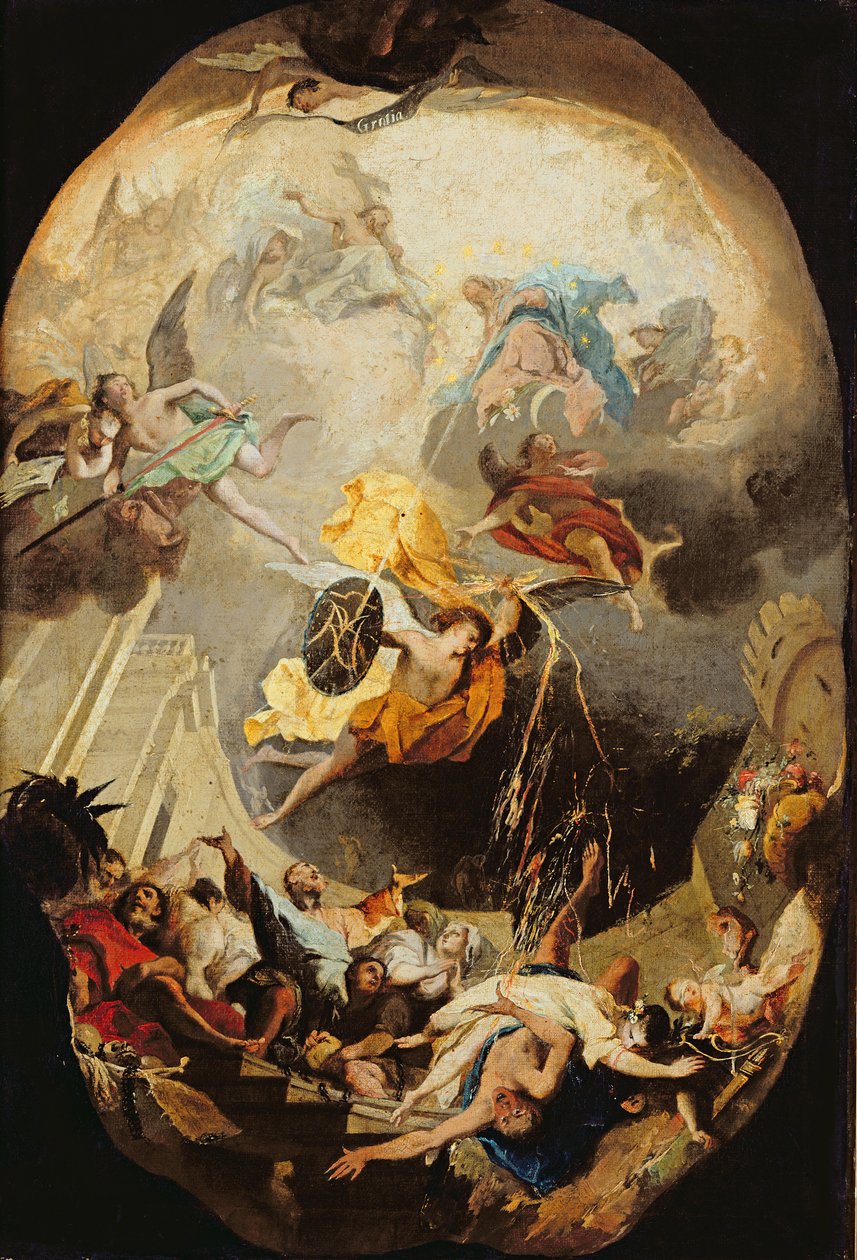Dominikaaninen ritarikunta voittaa harhaopin, 1750 tekijältä Mattia Bortoloni