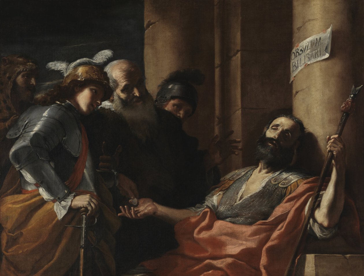 Belisarius vastaanottaa almuja tekijältä Mattia Preti