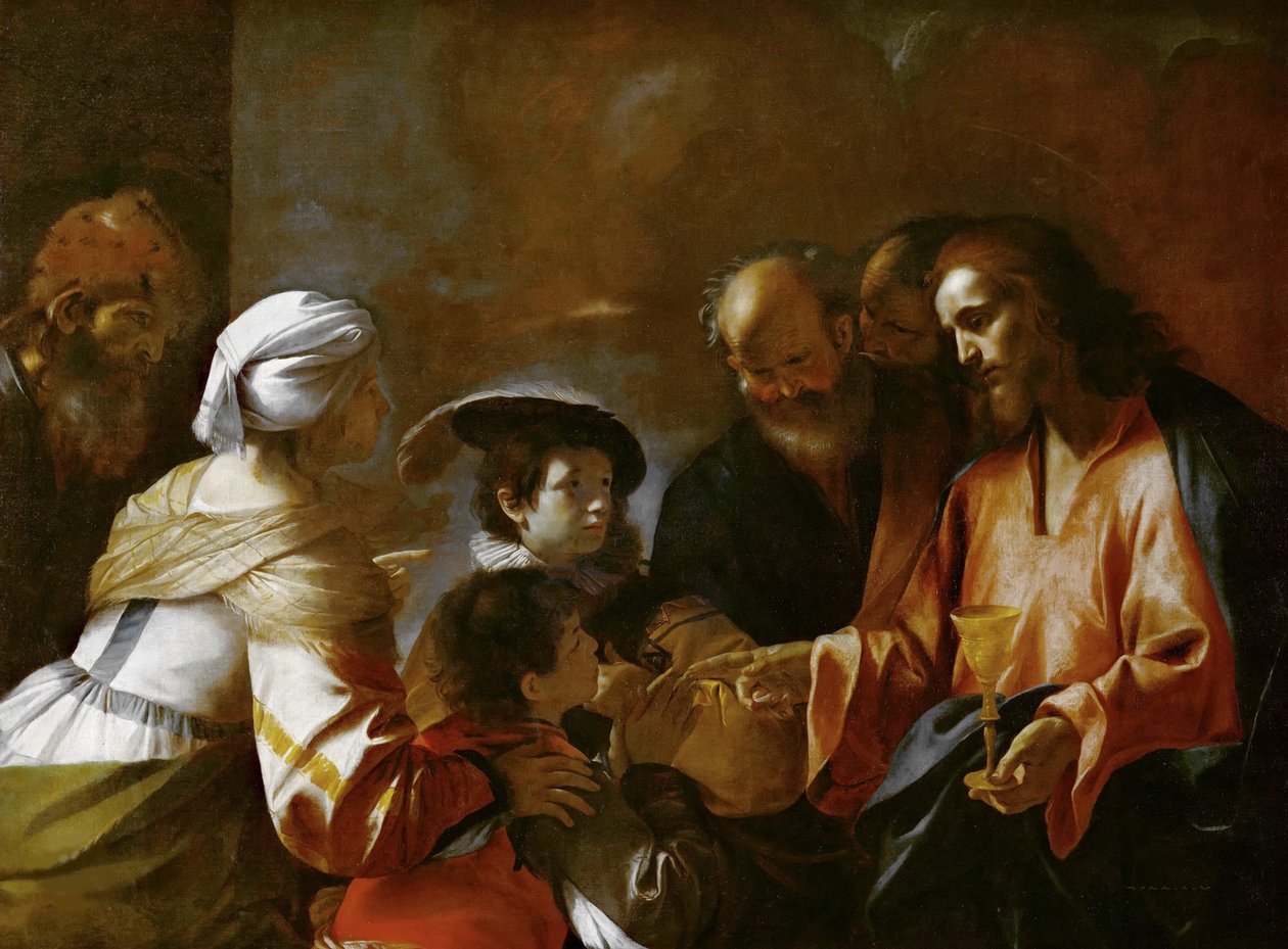 Kristus siunaa lapsia Anna pienten lasten tulla luokseni, c. 1635. tekijältä Mattia Preti
