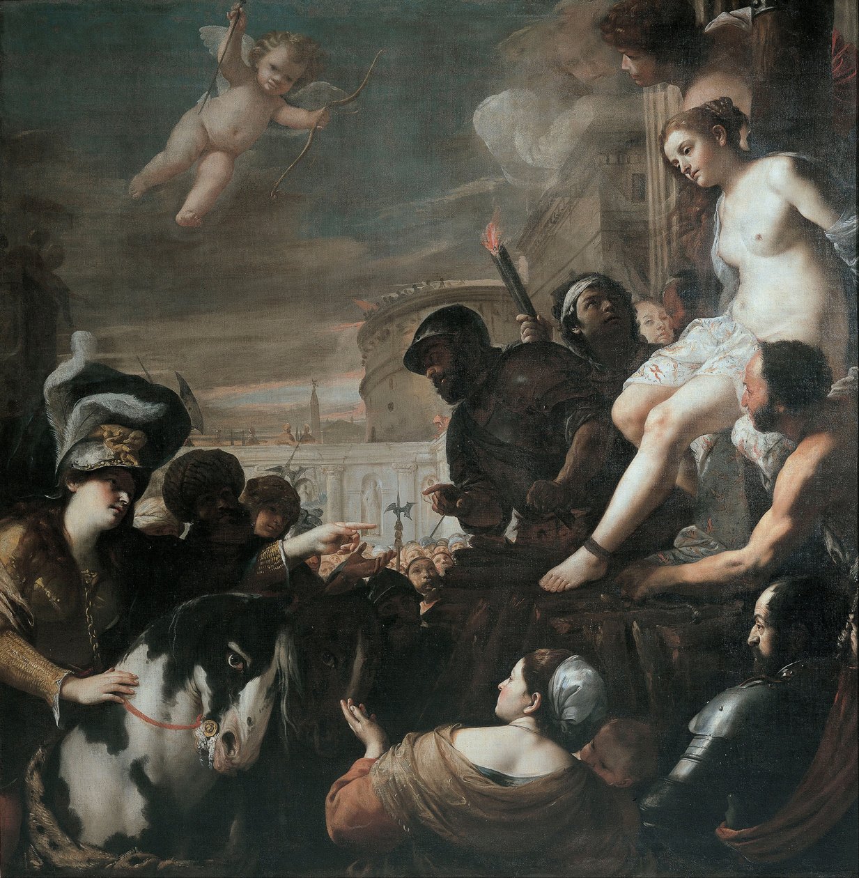 Clorinda pelastaa Olindon ja Sophronian, 1645 tekijältä Mattia Preti