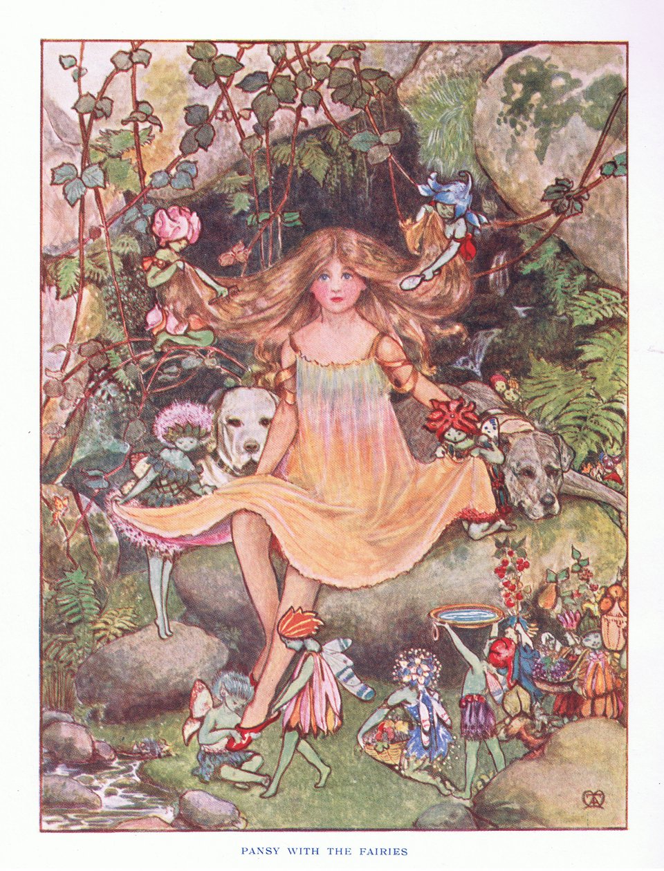 Orvokki keijujen kanssa, kuvitus Lady Anns Fairy Talesista, 1914 tekijältä Maud Tindal Atkinson