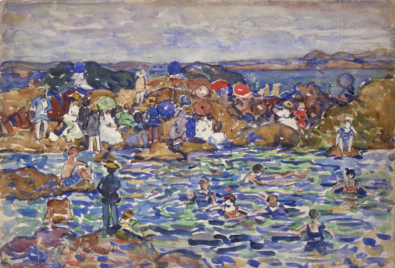 At the Shore, St. Malo No. 1, noin 1907 tekijältä Maurice Brazil Prendergast