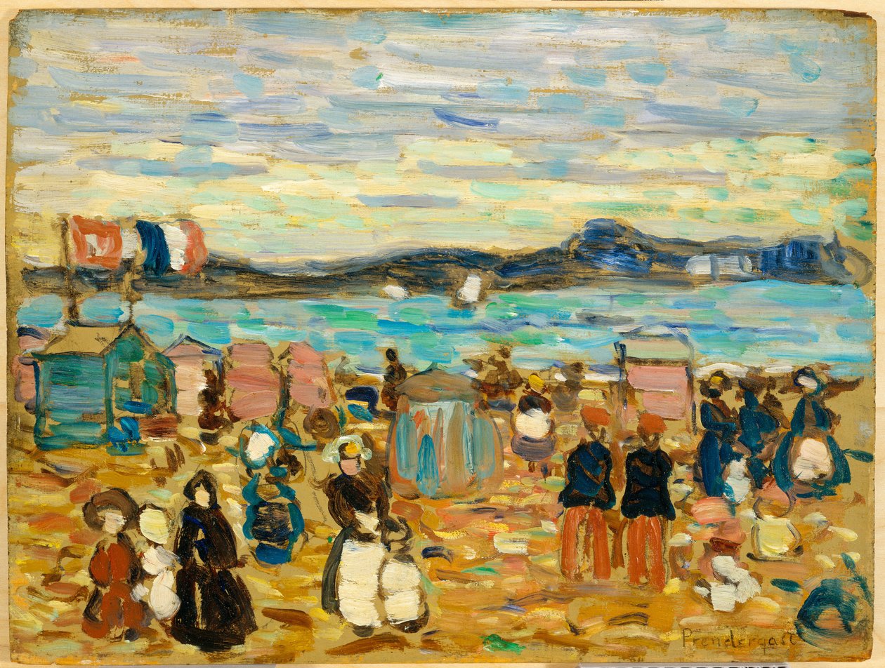 Uimateltat, St. Malo, 1907 tekijältä Maurice Brazil Prendergast