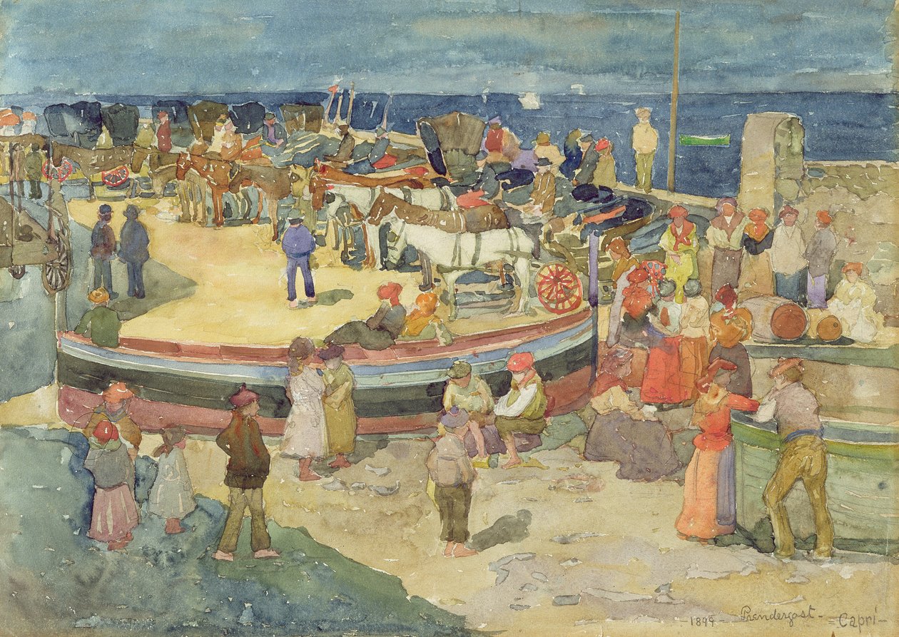 Grande Marina, Capri, 1899 (wc paperille) tekijältä Maurice Brazil Prendergast