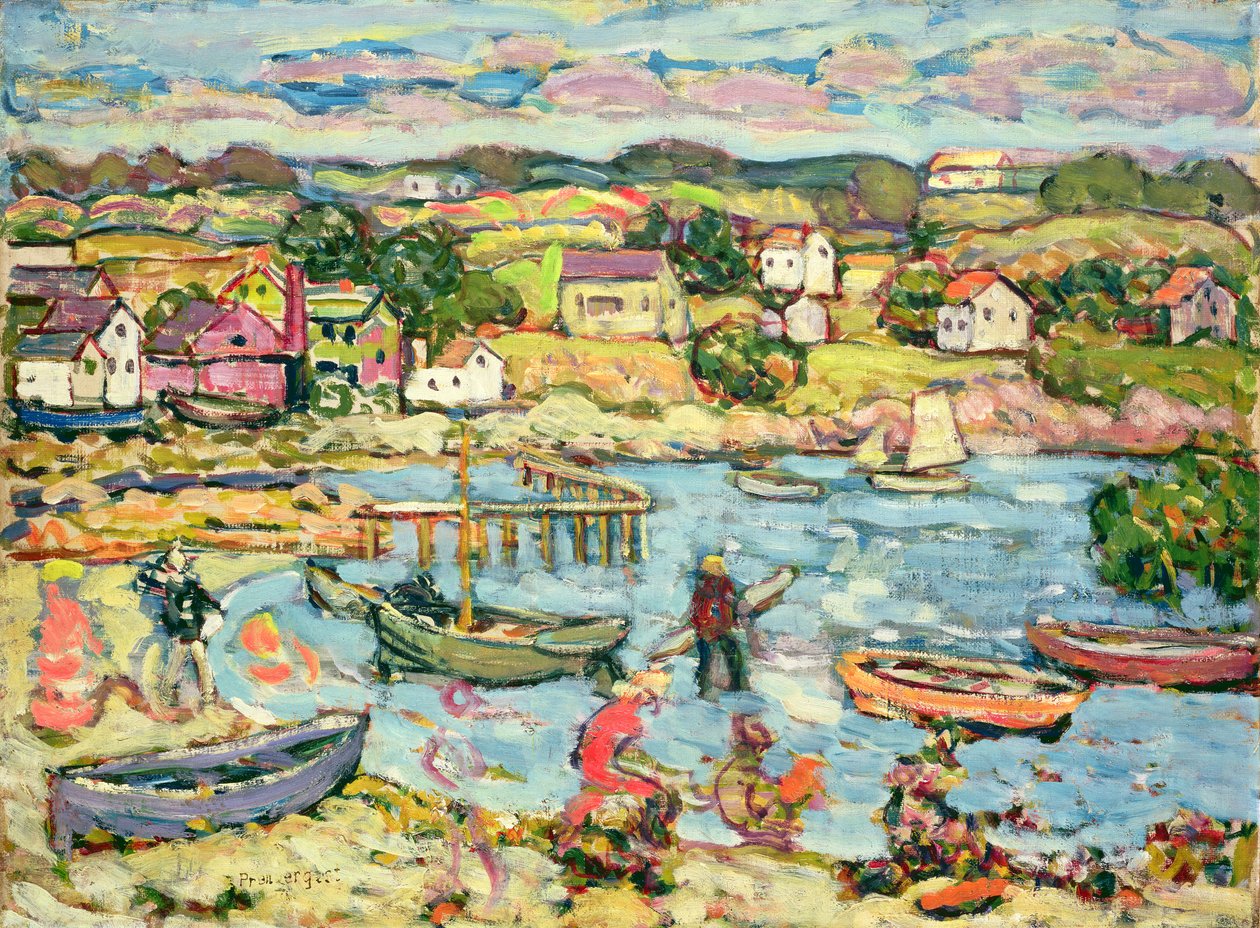 Maisema soutuveneillä 1916-18 tekijältä Maurice Brazil Prendergast