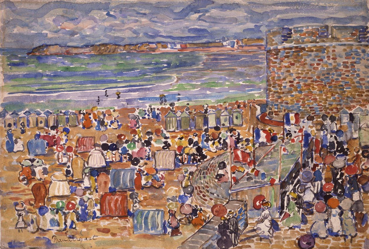 On the Beach, St. Malo, n. 1907 tekijältä Maurice Brazil Prendergast