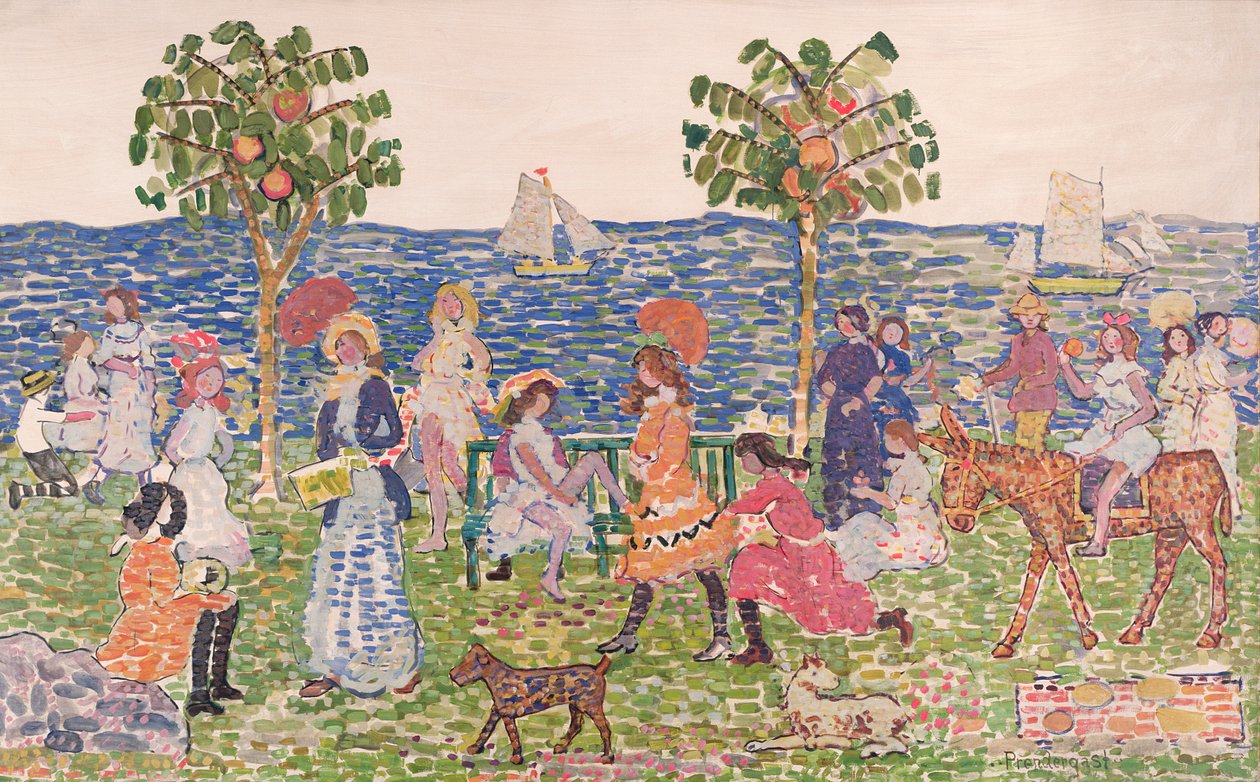 Huonekalut ja erilaiset esineet 1100- ja 1300-luvuilta tekijältä Maurice Brazil Prendergast