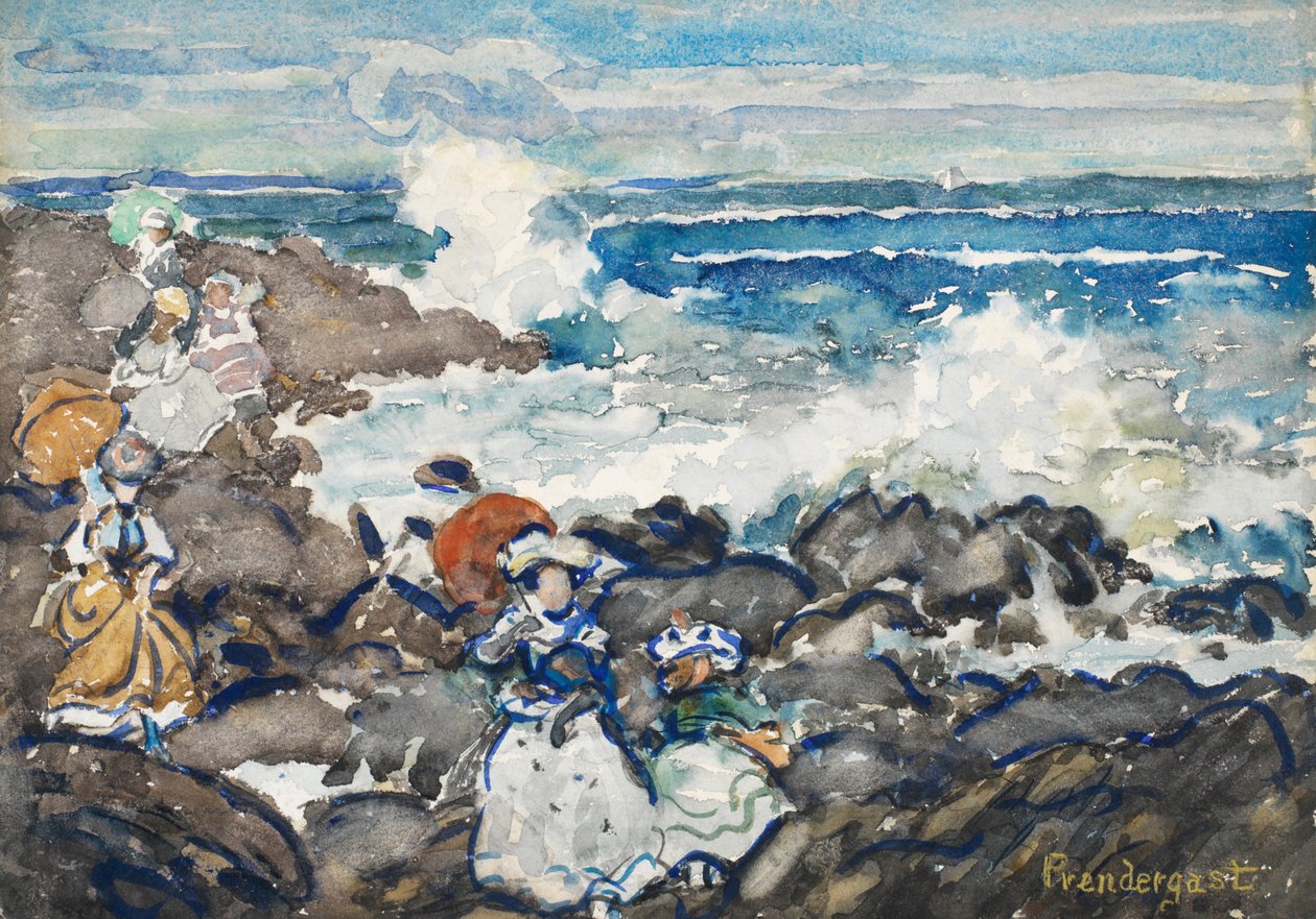 Kivet ja aallot ja hahmot (wc paperilla) tekijältä Maurice Brazil Prendergast