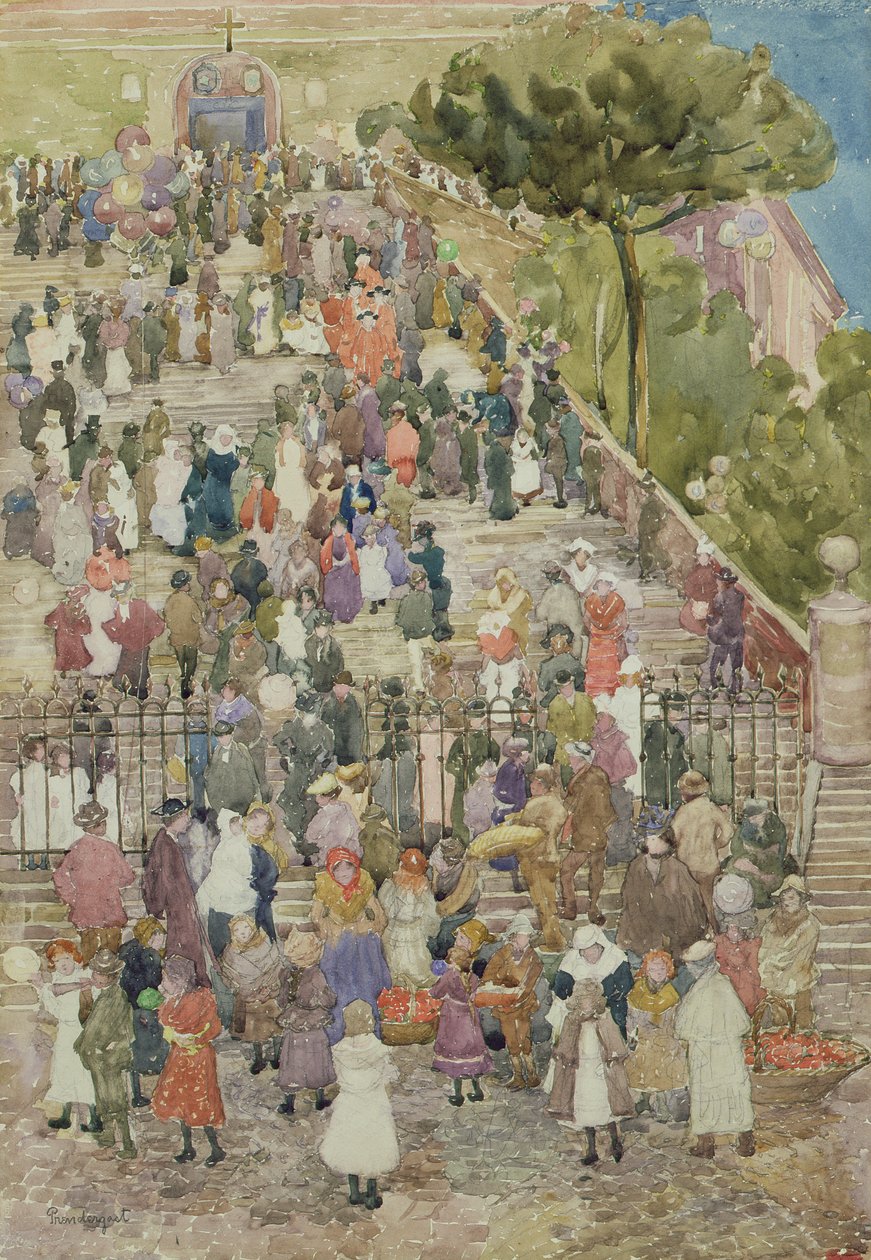 Santa Maria Aracoelin portaat, Rooma, noin 1898-99 (wc paperille) tekijältä Maurice Brazil Prendergast