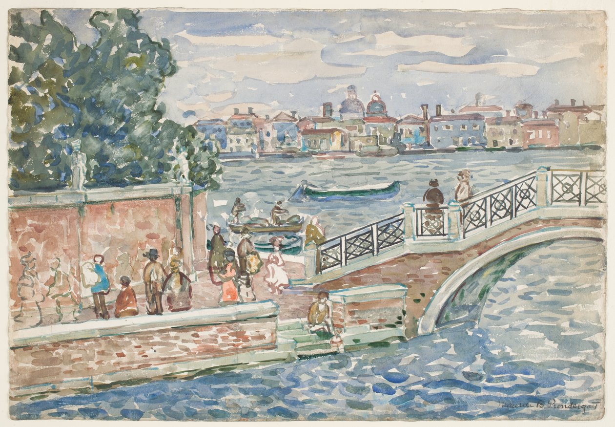 Venetsia (wc grafiitin päällä paperilla) tekijältä Maurice Brazil Prendergast
