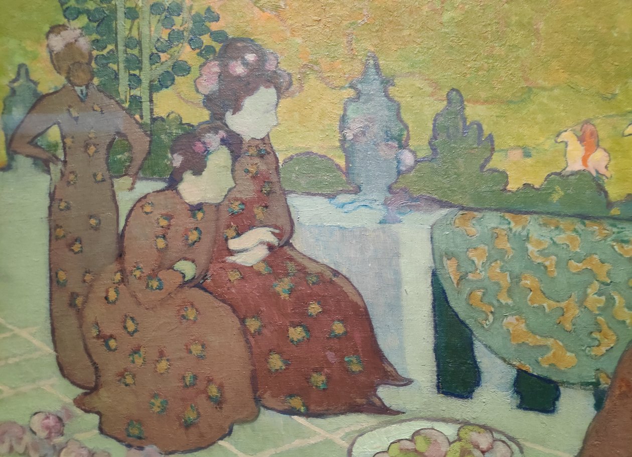 Naiset istuvat terassilla, joka tunnetaan myös nimellä syyskuun ilta tekijältä Maurice Denis