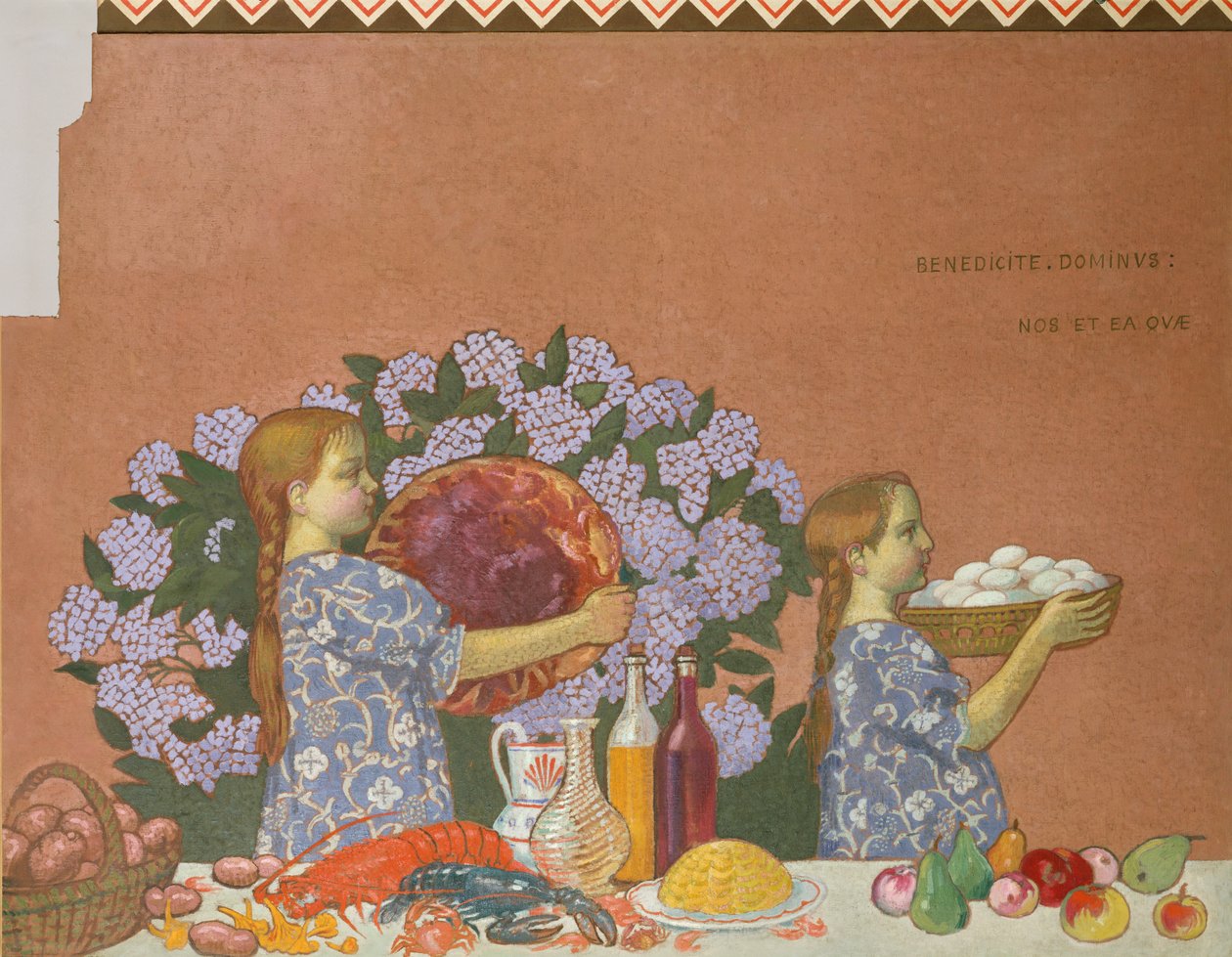 Grace, vasemmanpuoleinen paneeli taiteilijan Perros-Guiracin kodin sisustuksesta, 1908. tekijältä Maurice Denis