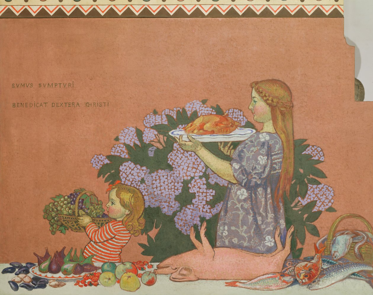 Grace, oikeanpuoleinen paneeli taiteilijan kodin koristeesta Perros-Guiracissa, 1908 tekijältä Maurice Denis