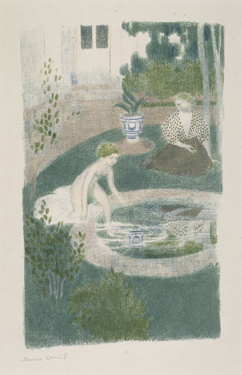Le Reflet dans la fontaine (Heijastus suihkulähteessä), 1897 (värilitografia) tekijältä Maurice Denis