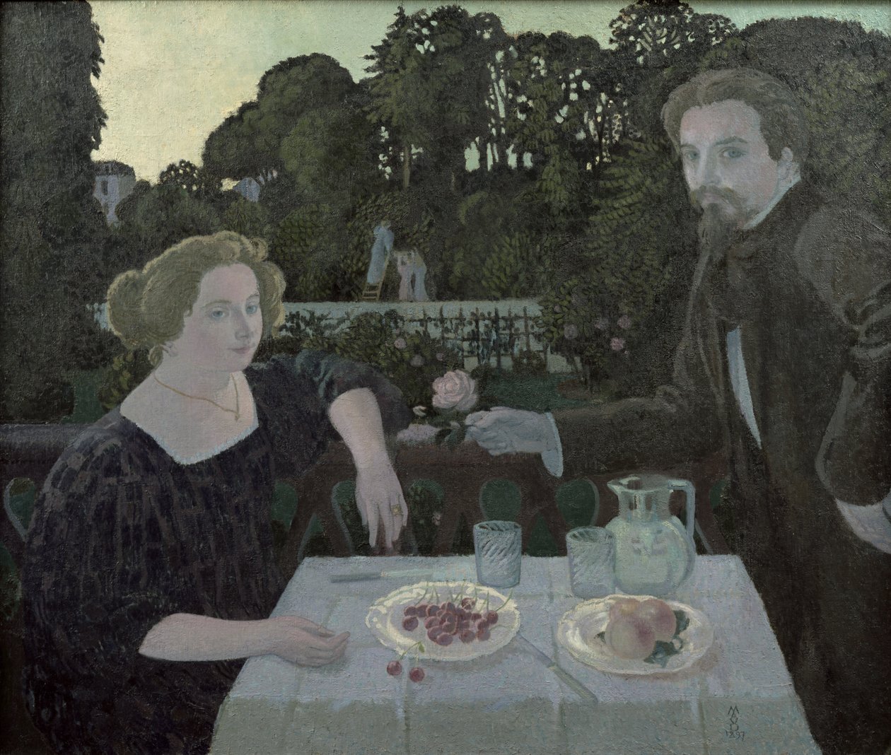 Marthe (1871-1919) ja Maurice Denis (1870-1943) hämärässä tai jälkiruoka puutarhassa, 1897 tekijältä Maurice Denis
