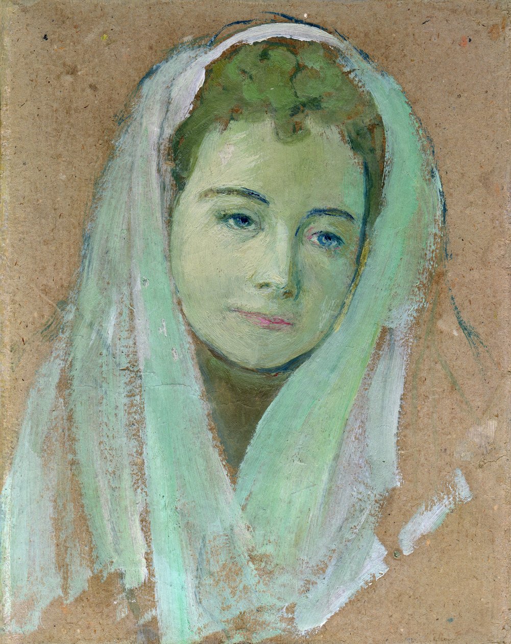 Marthe ja valkoinen huntu, 1891 (öljy kortille) tekijältä Maurice Denis