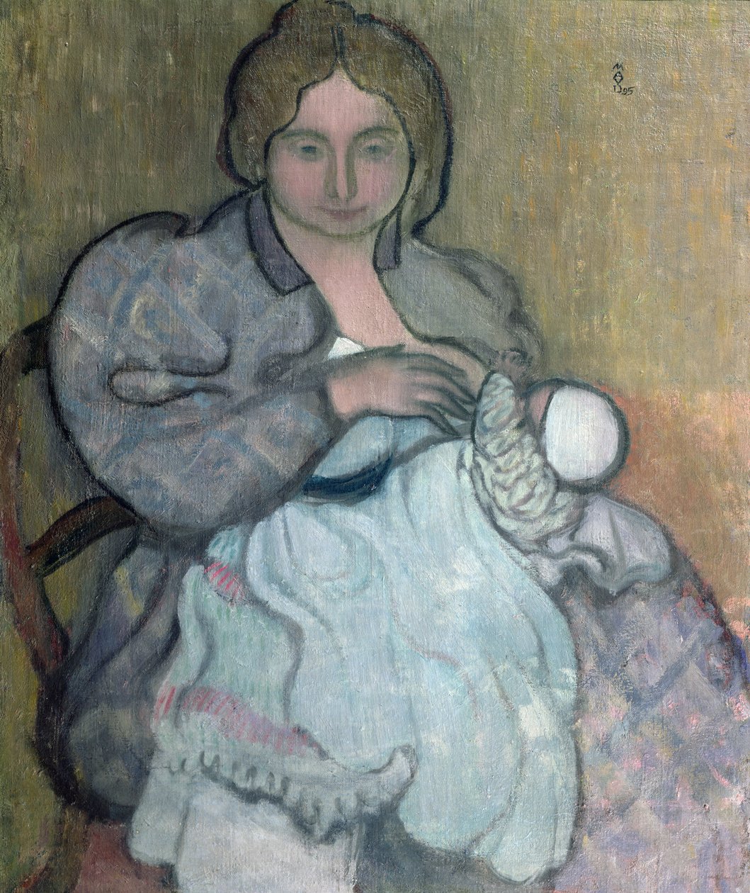 Äitiys valkoisen mekon kanssa (Jean-Paul) n. 1895 tekijältä Maurice Denis
