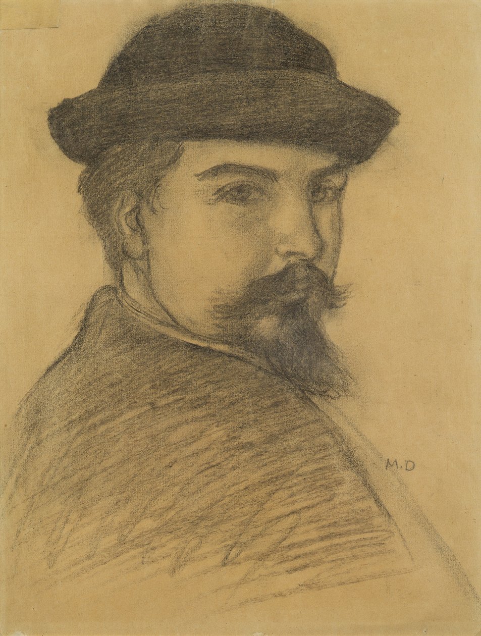 Muotokuva taiteilijasta mustassa hatussa (hiili paperille) tekijältä Maurice Denis
